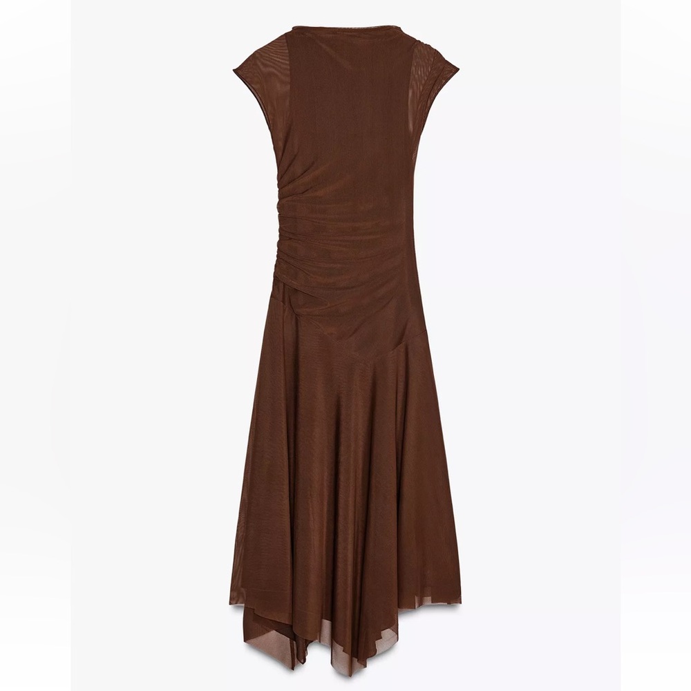 Zara - Ruched Tulle Midi Dress